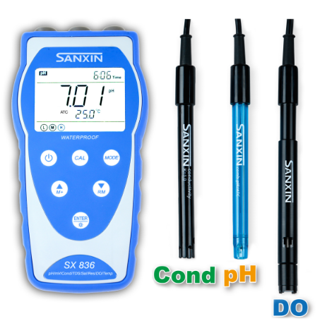 上海三信SX8系列便攜式PH/電導(dǎo)率/溶解氧SX836